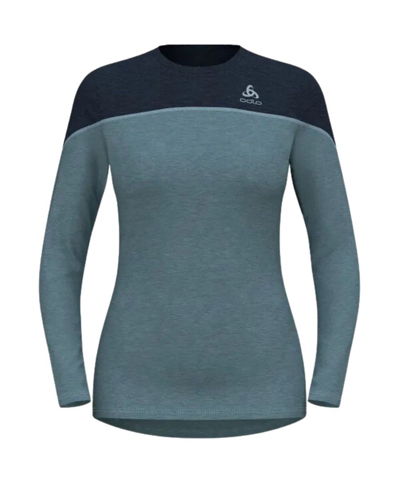 Odlo Bl Top Crew Neck L/S Nat Performance Pw 150 W Blue/Dark Sapphire Melange