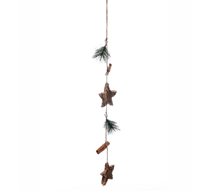 Girlang näverstjärnor, tallkvistar & kanelstänger, 60 cm.