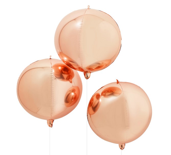Ballong klot rund Rosé 55 cm, 3-pack