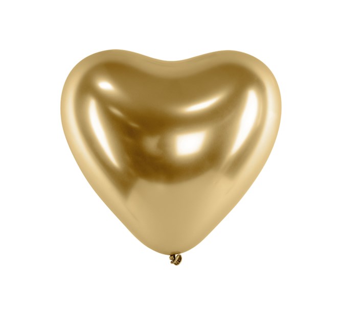 Hjärtformade ballonger guld 10-pack