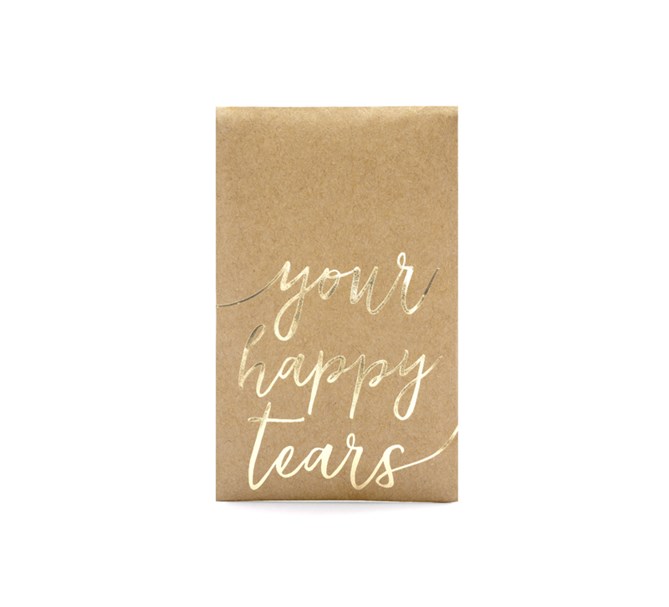Näsdukar "Your Happy Tears" natur/guld, 10 paket