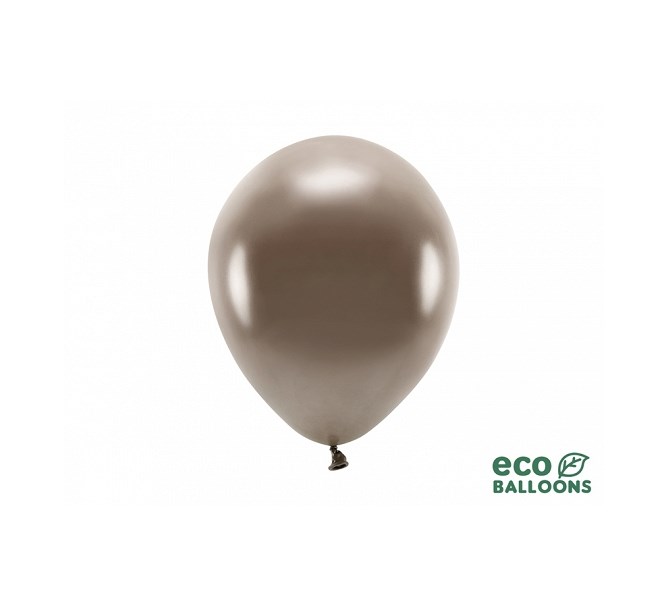 Eko ballonger metallic brun 26 cm, 10 st.