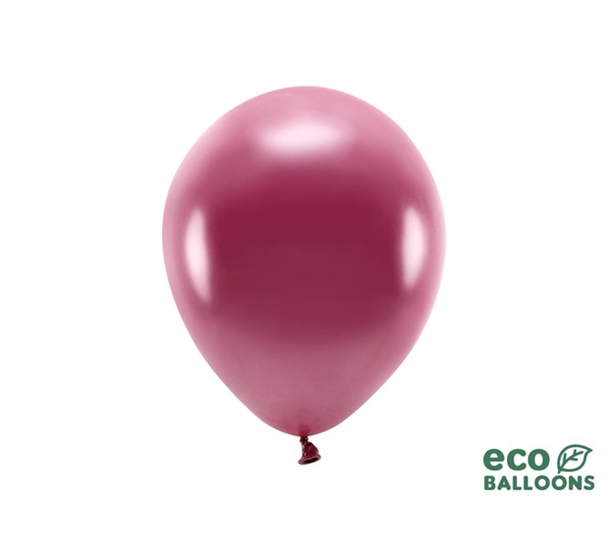 Eko ballonger metallic vinröd 26 cm, 10 st.