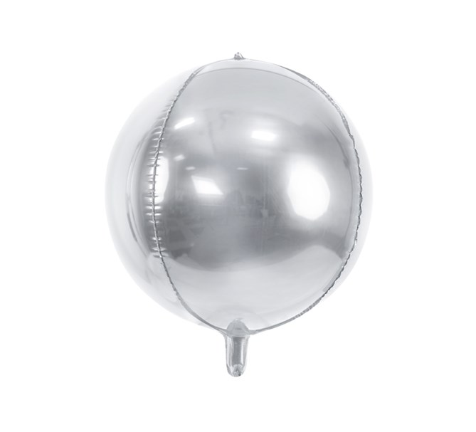 Folieballong Silver klot rund, 40 cm.