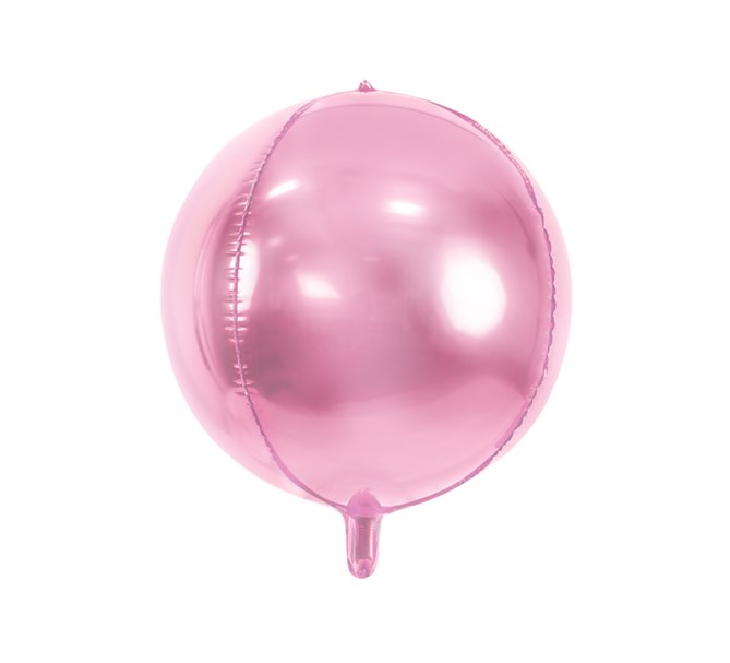 Folieballong Ljusrosa klot rund, 40 cm.