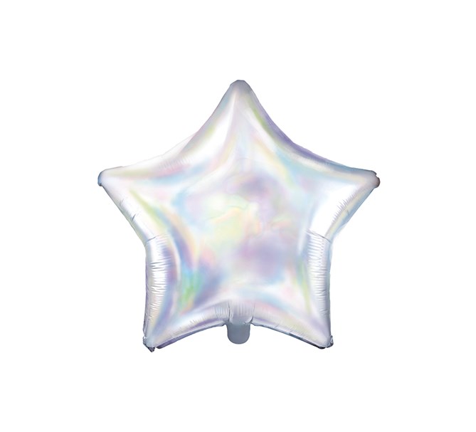 Folieballong regnbågsskimrande silver stjärna 1 st.