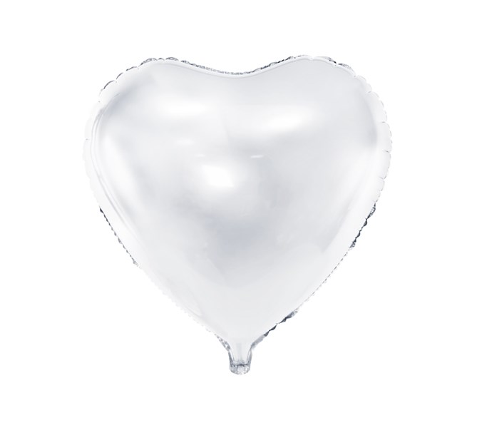 Folieballong Hjärta Vit, 45 cm.