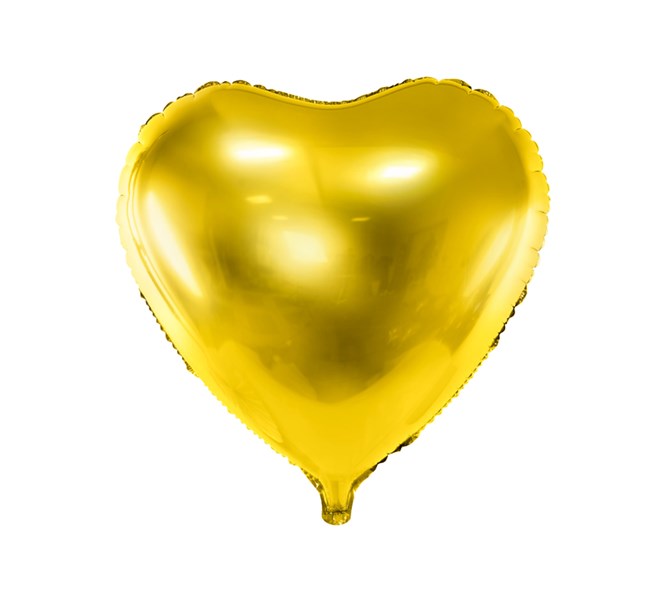 Folieballong hjärta Guld, 45 cm.