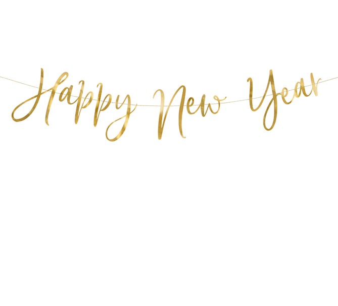 Girlang nyår "Happy New Year" guld
