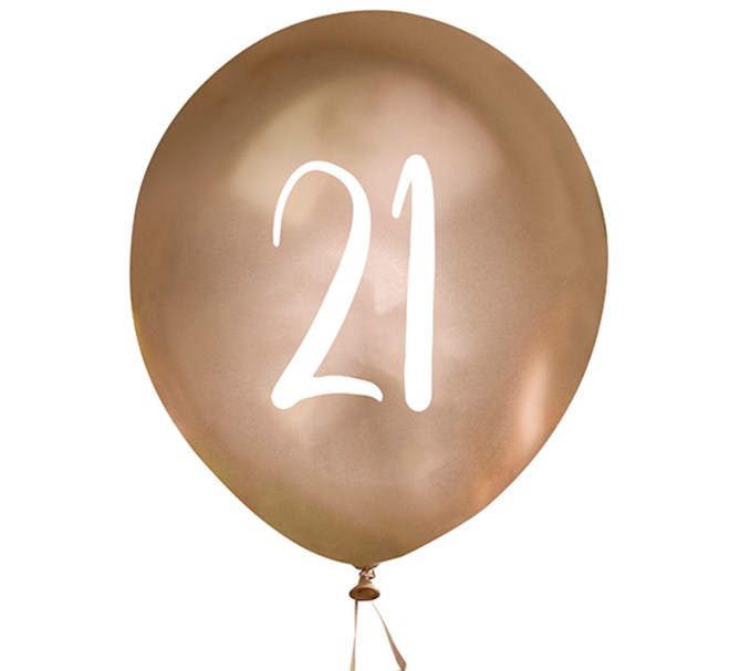 Ballonger Guld 21år, 5st