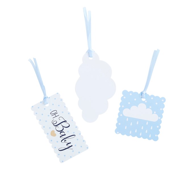 Present tags baby blå, 3-pack