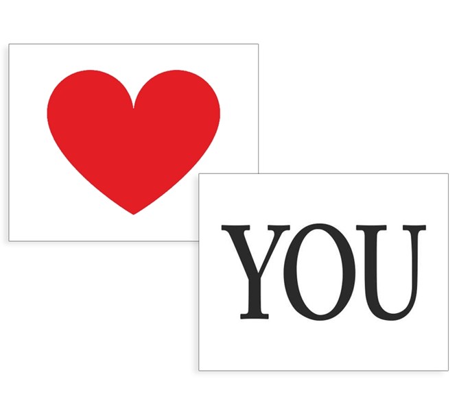 Klistermärke till bröllop Hjärta & "You"