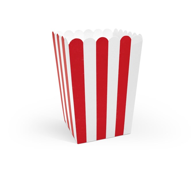 Popcornboxar röd/vit, 6-pack