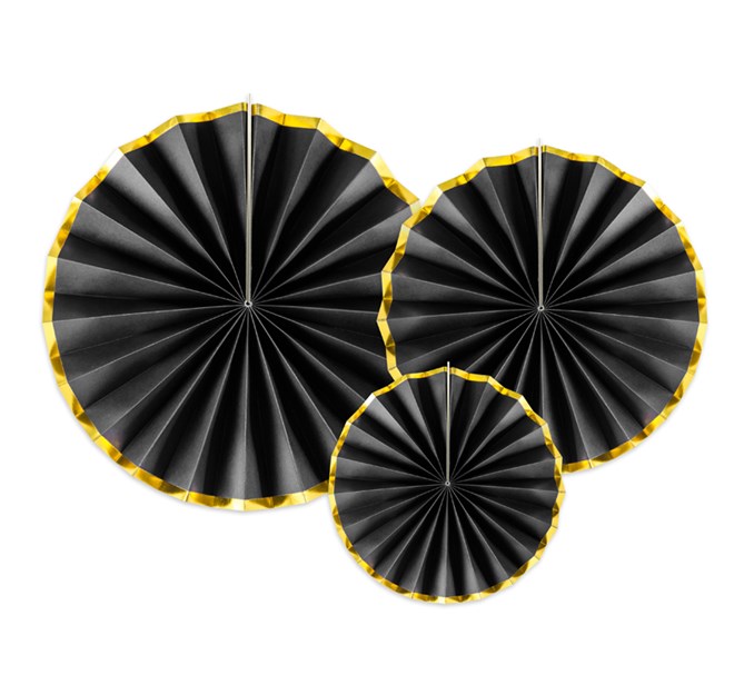 Dekorationsrosetter svart/guld, 3-pack