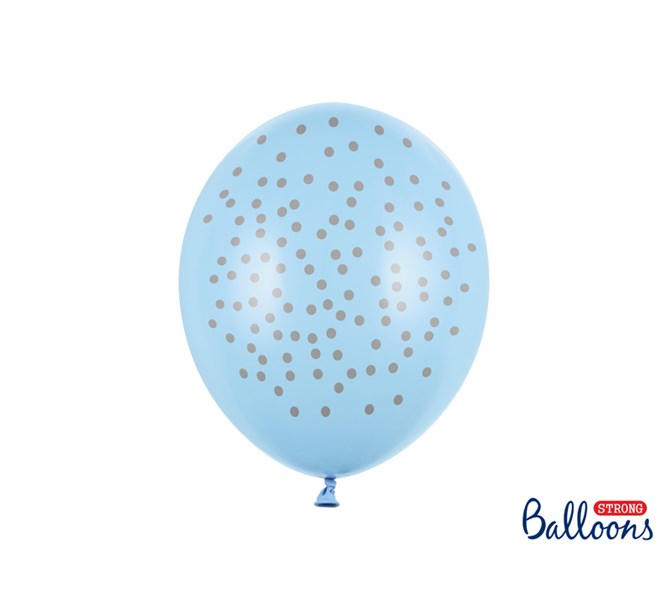 Ballonger Blå med silver prickar, 6-pack