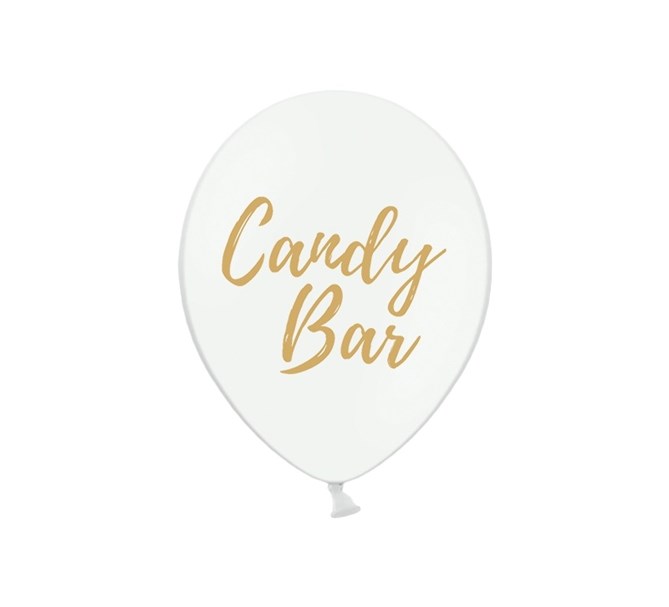 Ballonger "Candy Bar" Vit/guld, 5-pack