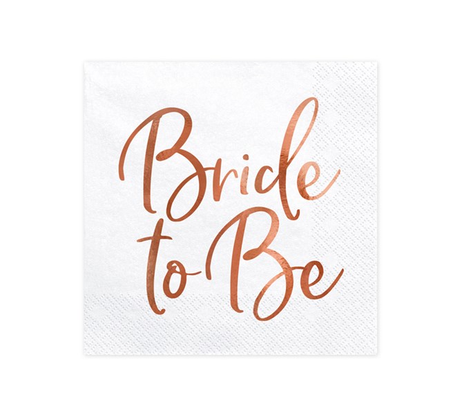 Servetter "Bride to be" rosé, 20-pack