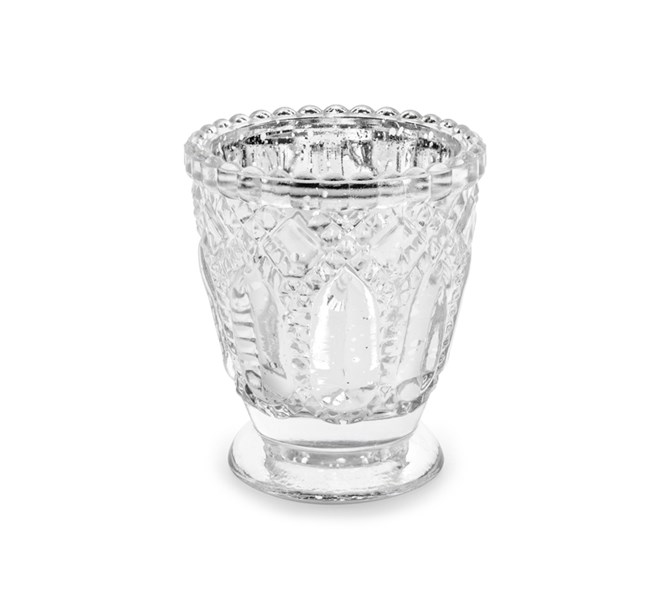 Ljuslykta på fot silver, 7 x 8 cm.