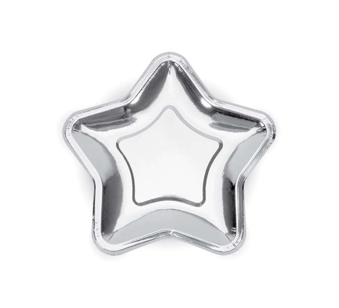 Assiett Stjärna Silver 18 cm, 6-pack