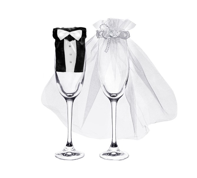 Bröllopsdekor till champagneglas