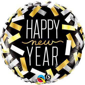 Ballong " Nyår Happy New Year" Konfetti