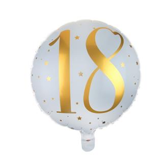 Folieballong 18 år guld/vit