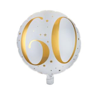 Folieballong 60 år guld/vit