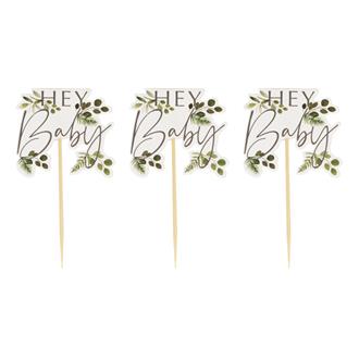 Cupcake toppers Hey Baby, 12-pack