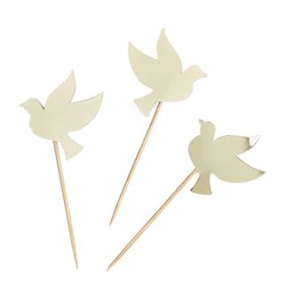Cupcake toppers Duvor guld, 6-pack