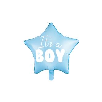 Folieballong stjärna "It´s a boy" blå, 45 cm.