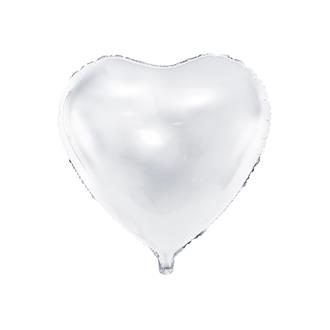 Folieballong Hjärta Vit, 45 cm.