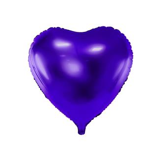 Folieballong hjärta Mörklila, 45 cm.