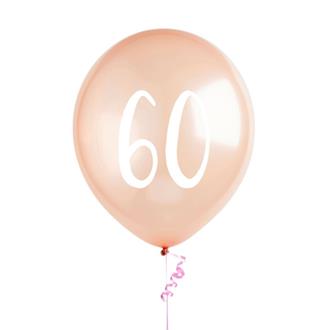 Ballonger roséguld 60 år, 5-pack