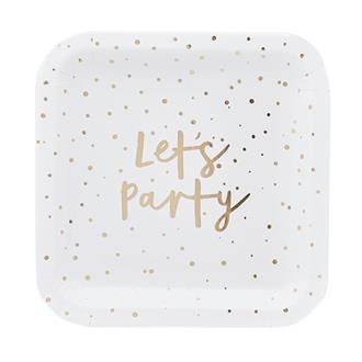 Tallrik Lets party guld, 10-pack