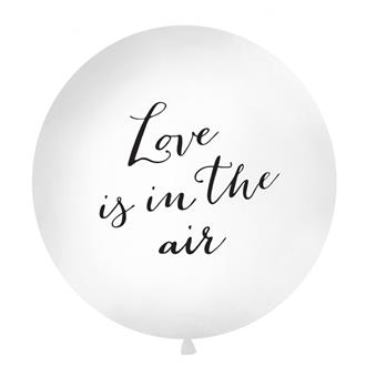 Ballong "Love is in the air" svart text, 1 m.