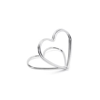 Korthållare hjärta Silver, 10-pack