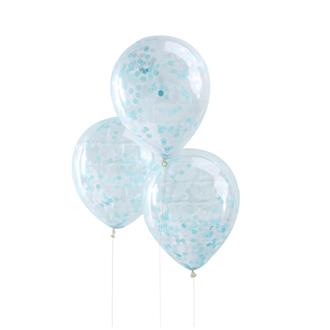 Konfetti ballong blå, 5-pack