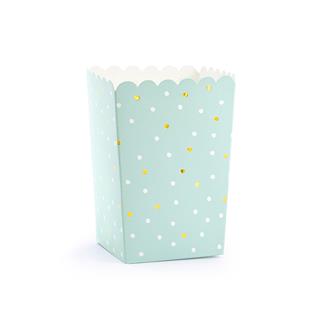 Popcornboxar mintgrön/guld prickig, 6-pack