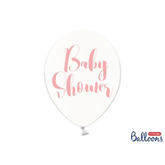 Ballong "Babyshower" transparent/rosa, 5-pack