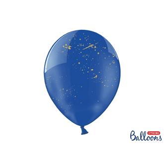 Ballong blå med guldstänk 6-pack