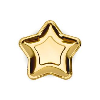 Assiett Stjärna Guld 18 cm, 6-pack