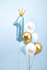 Ballonger 1 år vit/guld/blå, 6-pack
