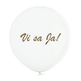 Jätteballong Vit med guldtext "Vi sa Ja!", 60 cm