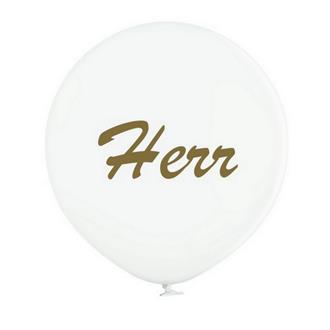 Jätteballong Vit med guldtext "Herr", 60 cm