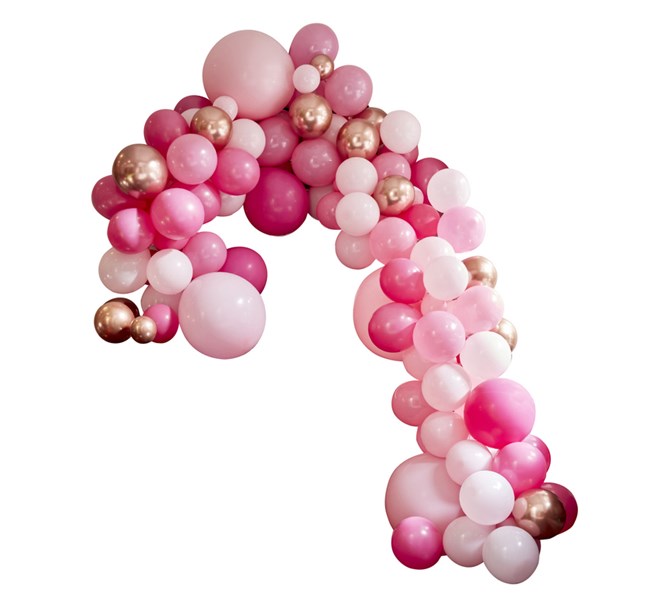 Ballonggirlang Rosa/Roséguld/vit med 200 ballonger