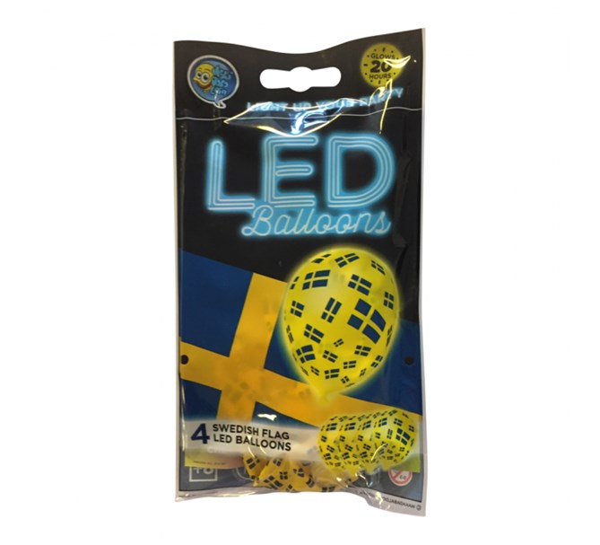 LED-ballonger Svenska flaggan", 4-pack