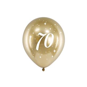 Födelsedagsballonger 70 år guld, 6-pack