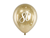 Födelsedagsballonger 80 år guld, 6-pack