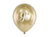 Födelsedagsballonger 90 år guld, 6-pack