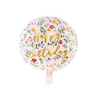 Folieballong "Happy Birthday" rosa/guld